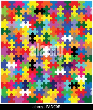 A multi coloured jigsaw over a white background Stock Vector