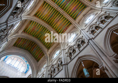 Nave of The Almudena cathedral, indoor view. Madrid, Spain. Stock Photo