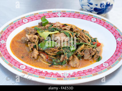 Stir Fried Wild Boar with Red Curry Stock Photo
