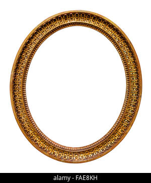 Oval picture gilded frame. Isolated on white Stock Photo
