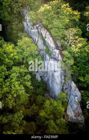 Aerial view the King & Queen seat in Rocks State Park, MD. Stock Photo