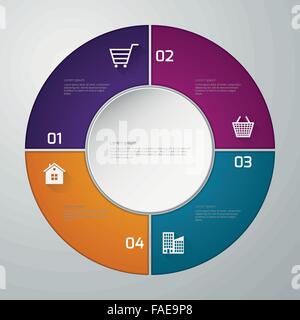 Vector illustration infographics four paper circle Stock Vector