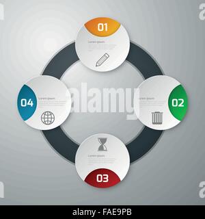 Vector illustration infographics four paper circle Stock Vector