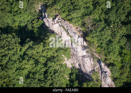 Aerial view the King & Queen seat in Rocks State Park, MD. Stock Photo