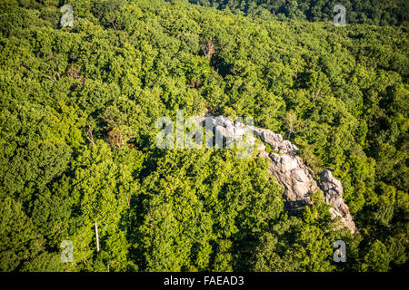 Aerial view the King & Queen seat in Rocks State Park, MD. Stock Photo