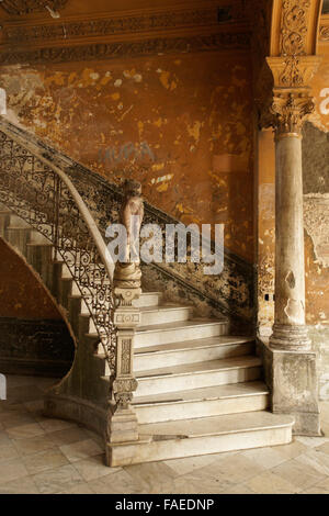 Marble staircase and statue in La Mansion Camaguey (La Guarida building), Havana, Cuba Stock Photo