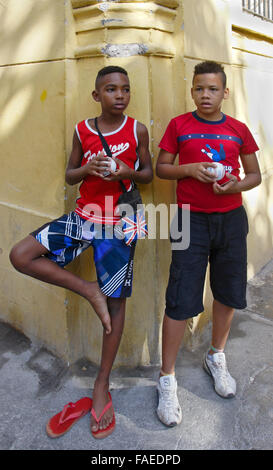 Portrait Of Two Young Cuban Boys Stock Photo - Alamy