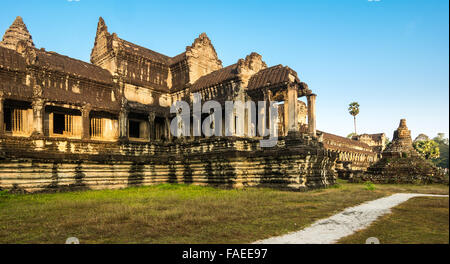 Angkor Wat was first a Hindu,then subsequently,a Buddhist temple complex in Cambodia and the largest religious monum. in the wor Stock Photo