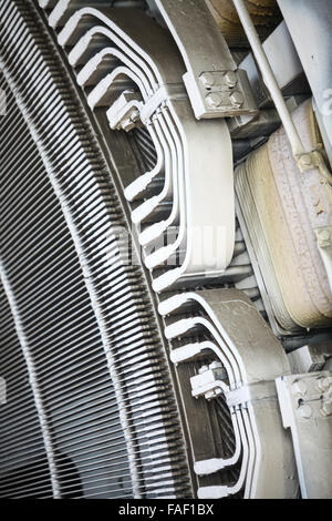 Close-up shot of a stator from a big electric motor. Stock Photo