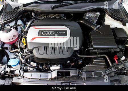 Hong Kong, China Oct 28, 2014 : Audi S1 quattro 2014 Engine test drive on Oct 28 2014 in Hong Kong. Stock Photo