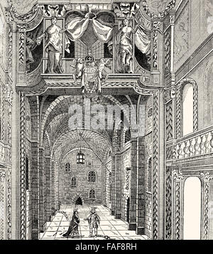 Interior of the Duke's Theatre, 17th-century, London, The Empress of Morocco, 1673 Stock Photo