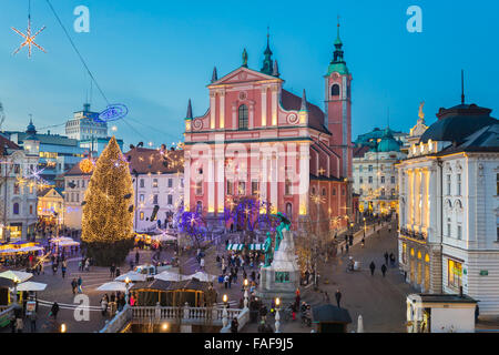 Ljubljana in  Christmas time, Slovenia. Stock Photo