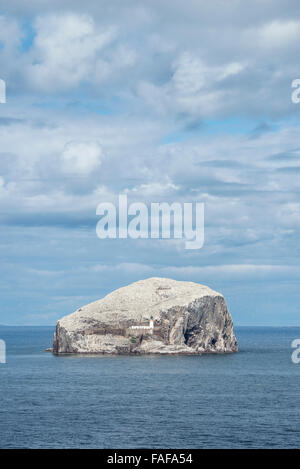 Bass Rock, volcanic rocks and gannet colony in the Firth of Forth at North Berwick, East Lothian, Scotland, United Kingdom Stock Photo