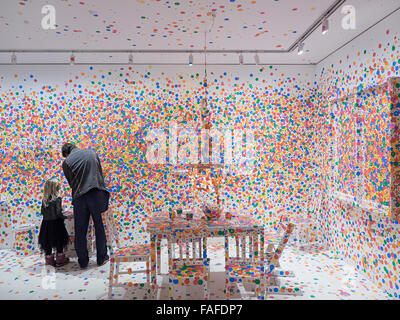 Yayoi Kusama's 'Obliteration Room' art installation at Louisiana Museum of Modern Art. FOR EDITORIAL USE ONLY. Stock Photo