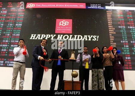 Manila, Philippines. 29th Dec, 2015. Philippine Stock Exchanges in Makati City celebrated the last trade this year and they will be resume in January 4, 2016. © Gregorio B. Dantes Jr./Pacific Press/Alamy Live News Stock Photo