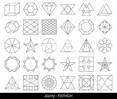 Set of vector trendy geometric icons Stock Vector
