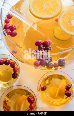 Crystal punch bowl and cups Stock Photo