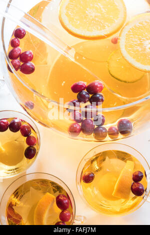 Crystal punch bowl and cups Stock Photo