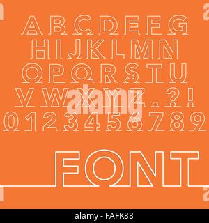 Vector illustration of a linear font. Stock Vector