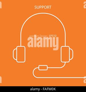 Vector illustration of a linear headphone Stock Vector