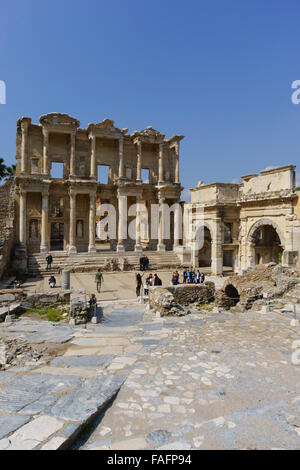 Turkey travel - the city of Ephesus, ancient Efes. The Library of Celsis. Stock Photo
