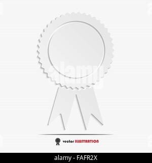 Abstract badge with ribbons web icon for your design Stock Vector