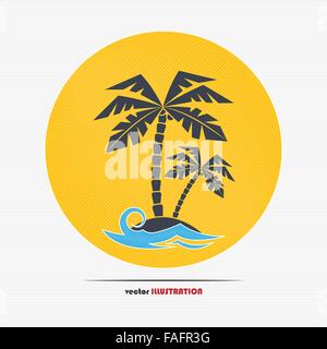 Abstract desert island with palm trees for your design Stock Vector