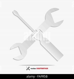 Abstract screwdriver and wrench web icon for your design Stock Vector