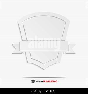 Abstract shield with ribbon web icon for your design Stock Vector