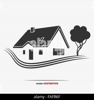 Vector illustration of an abstract countryside real estate for your design Stock Vector