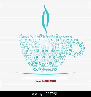 Cup of coffee made of words for your design Stock Vector