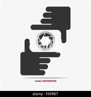 Hands framing and diaphragm web icon for your design Stock Vector