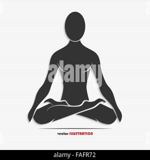 Silhouette of a man in the yoga pose for your design Stock Vector