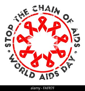 Stop the chain of aids. World AIDS Day ribbons for your design Stock Vector