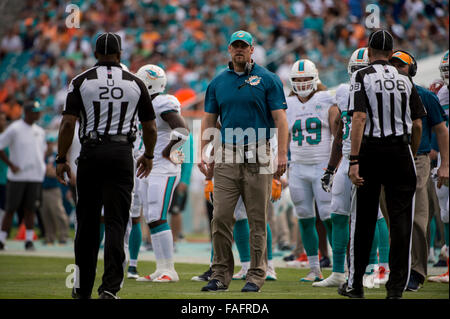 Miami Dolphins interim head coach Dan Campbell watches his team warm up ...