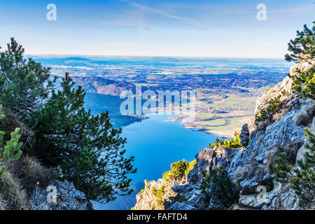 View from the mountain Jochberg to Kochelsee in the Alps in Bavaria, Germany Stock Photo