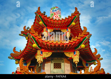 Pagoda on the North Pole Pavilion, Lotus Pond, Kaohsiung, Taiwan Stock Photo