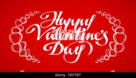 Happy Valentine's Day hand lettering - handmade calligraphy, vector Stock Vector