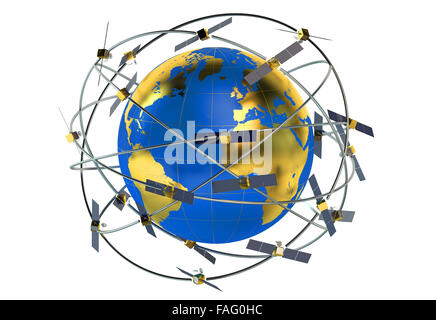 space satellites in eccentric orbits around the Earth Stock Photo