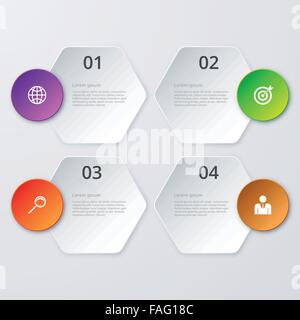 Vector illustration of hexagon infographics element. Four Options Stock ...