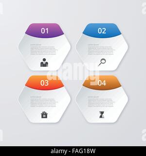 Vector illustration of hexagon infographics element. Four Options Stock ...