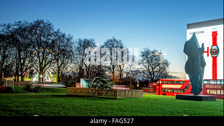 Winter Wonderland From Marble Arch at Night London UK Stock Photo