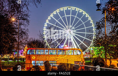 Winter Wonderland at Night From Marble Arch London UK Stock Photo