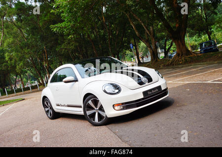Hong Kong, China AUG 7, 2012 : Volkswagen Beetle test drive on AUG 7 2012 in Hong Kong. Stock Photo