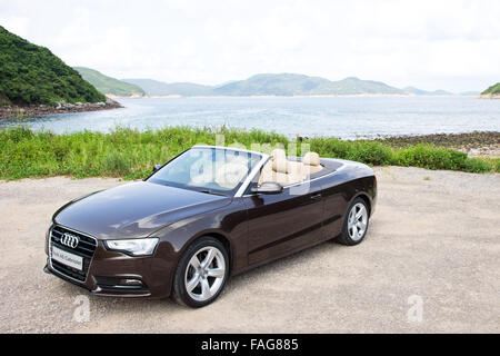 Hong Kong, China AUG 31, 2012 : Audi A5 Cabriolet test drive on AUG 31 2012 in Hong Kong. Stock Photo