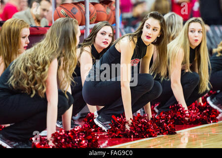 Raleigh, NC, USA. 29th Dec, 2015. NC State dancers during the NCAA Basketball game between the Northeastern Huskies and the NC State Wolfpack at PNC Arena on December 29, 2015 in Raleigh, NC. Jacob Kupferman/CSM Stock Photo