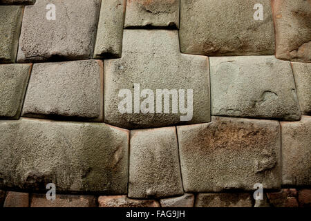 500 year-old Incan stone drywall in the ancient pre-Colombian capital of Cuzco, Peru. Stock Photo