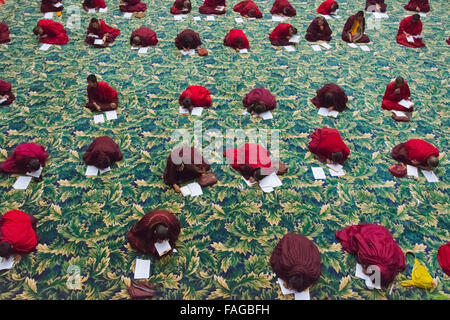 Monks studying Buddhist scripture in Seda Larong Wuming Buddhist Institute, Garze, Sichuan Province, China Stock Photo