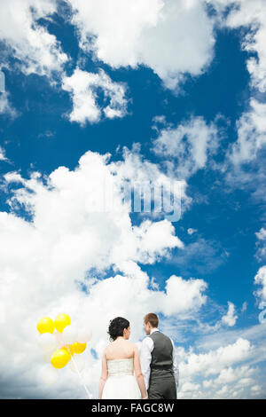 A young bride & groom on their wedding day Stock Photo