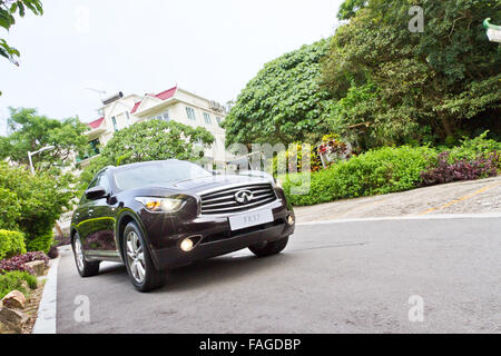 Hong Kong, China May 21, 2012 : Infiniti FX37 SUV test drive on May 21 2012 in Hong Kong. Stock Photo